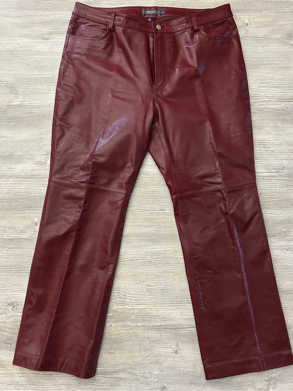 Vintage GAP Fall 2000 Burgundy Genuine Leather Bootcut Pants Women’s Size 20